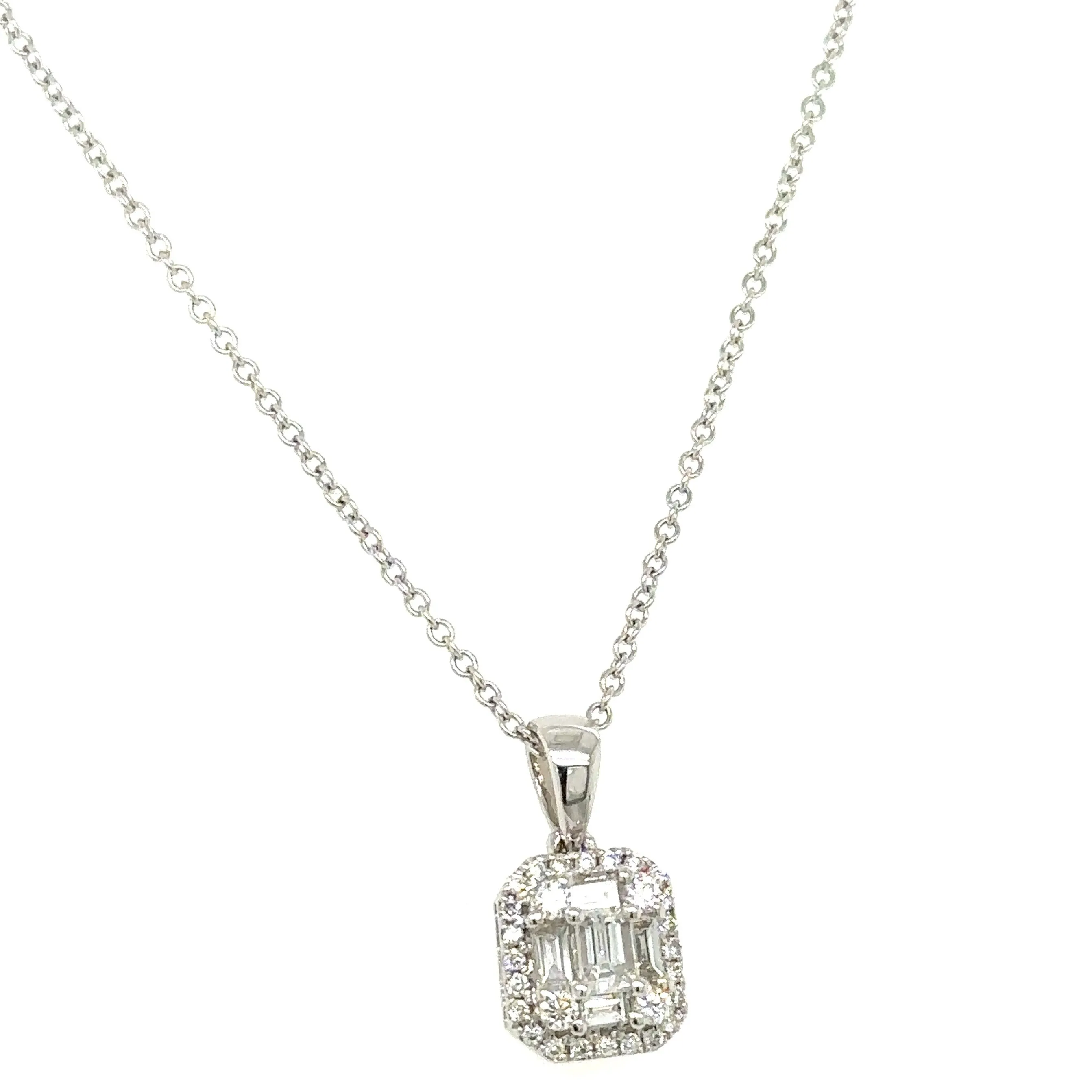 0.34ct tw Diamond Invisible-set Emerald Cut Statement Pendant Necklace