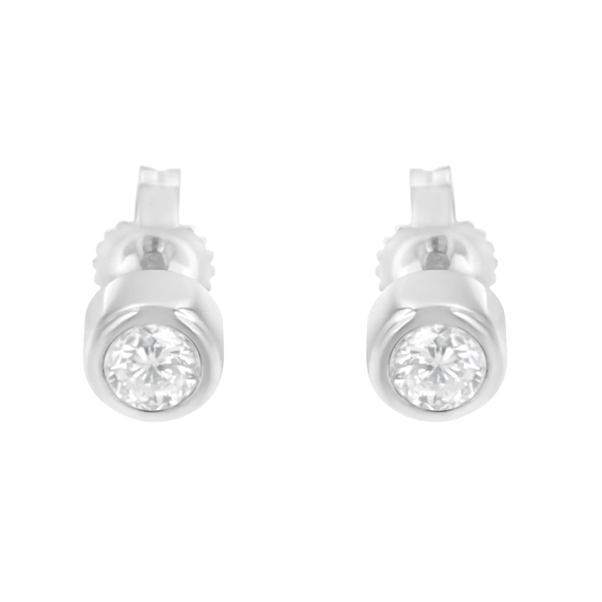 10K Gold 0.30 Cttw Round Brilliant-Cut Near Colorless Diamond Bezel-Set Stud Earrings (H-I Color, I1-I2 Clarity)