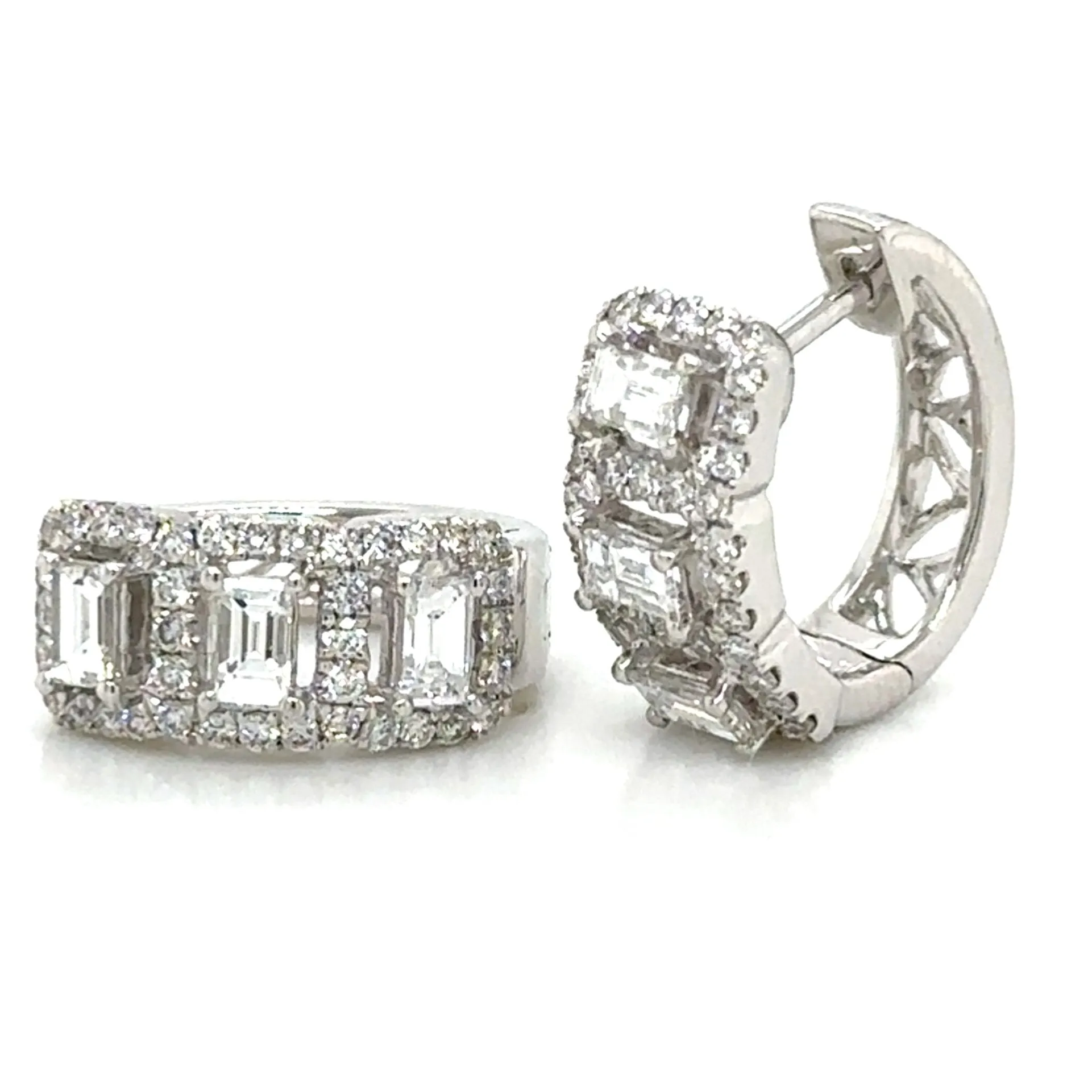 1.12ct tw Emerald Cut Diamond Wide Huggie Hoop Earrings