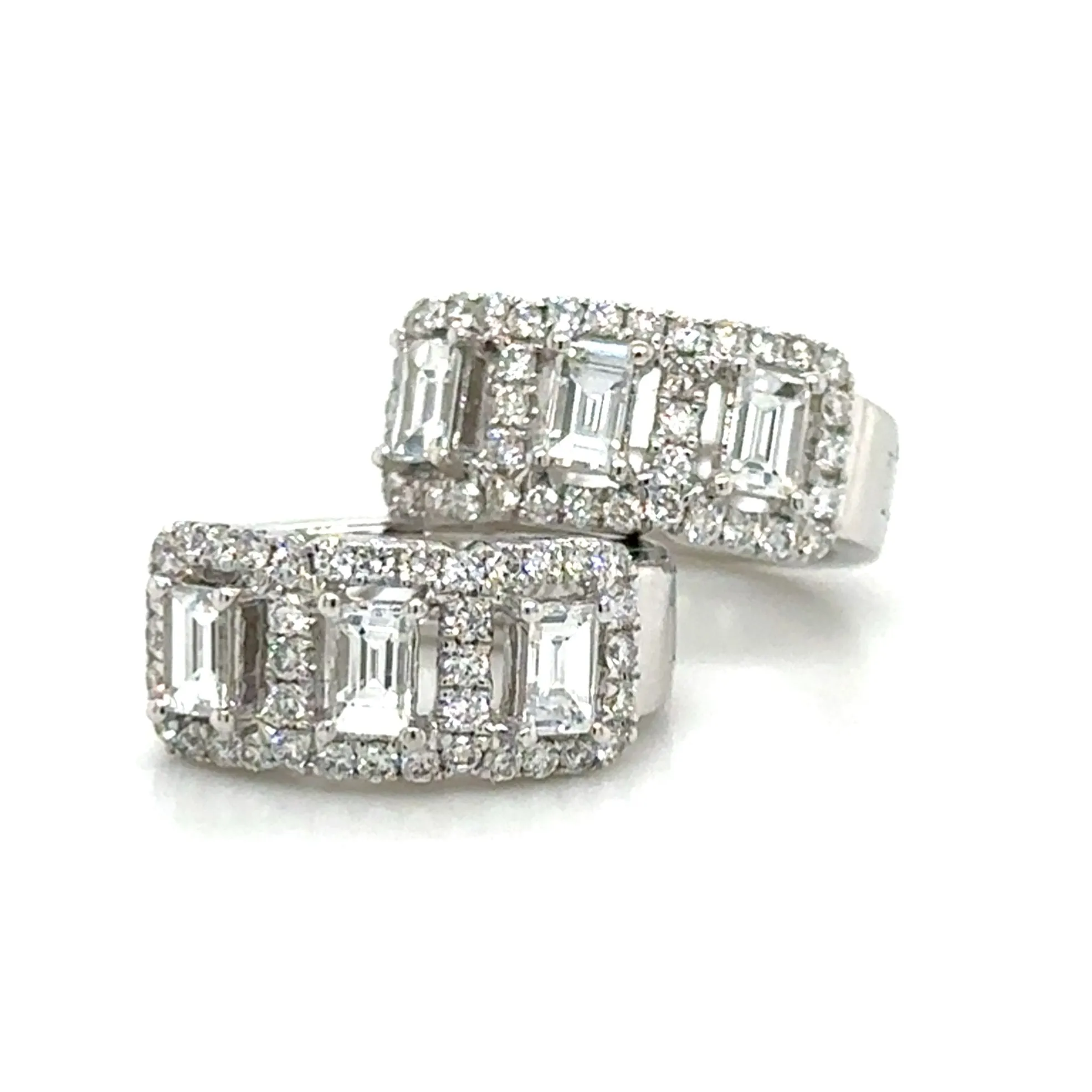 1.12ct tw Emerald Cut Diamond Wide Huggie Hoop Earrings