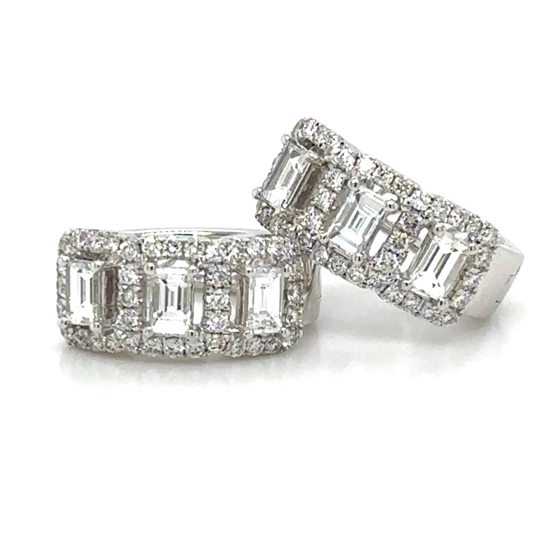 1.12ct tw Emerald Cut Diamond Wide Huggie Hoop Earrings