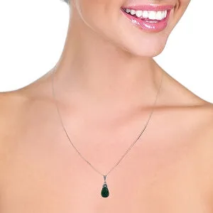 14.8 Carat 14K Solid White Gold Necklace Briolette Natural Emerald