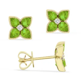 1.49Ct Peridot Stud Earrings In 14K Yellow Gold