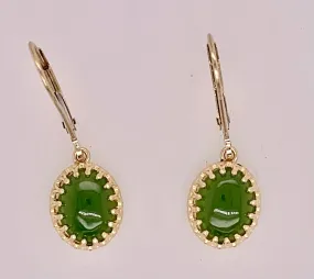 14k Genuine Jade Lever Back Earrings