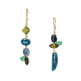 14k Gold Chrysocolla & Mixed Stone Earrings