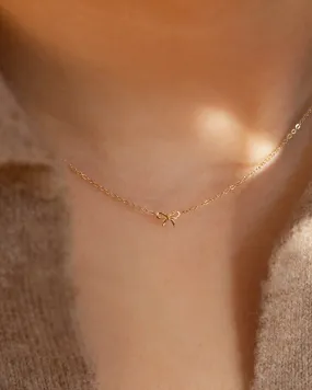 14k Gold Dainty Bow Necklace