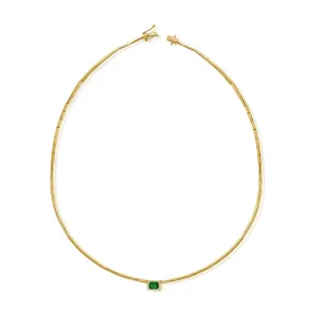 14K Gold Emerald & Diamond Necklace