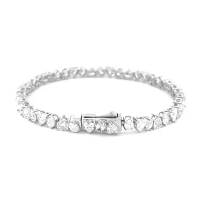 14K Gold Lab Grown 4.3MM Alternating Heart and Oval Diamond Tennis Bracelet