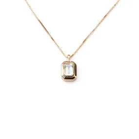 14k Mini Aquamarine Bezel Necklace