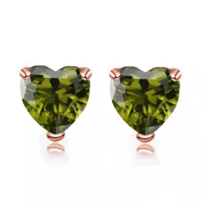 14k Rose Gold Plated 1 Carat Heart Created Peridot Stud Earrings