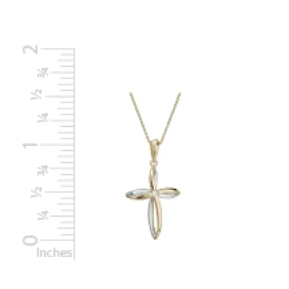 14k Two-Tone Loop Cross Pendant