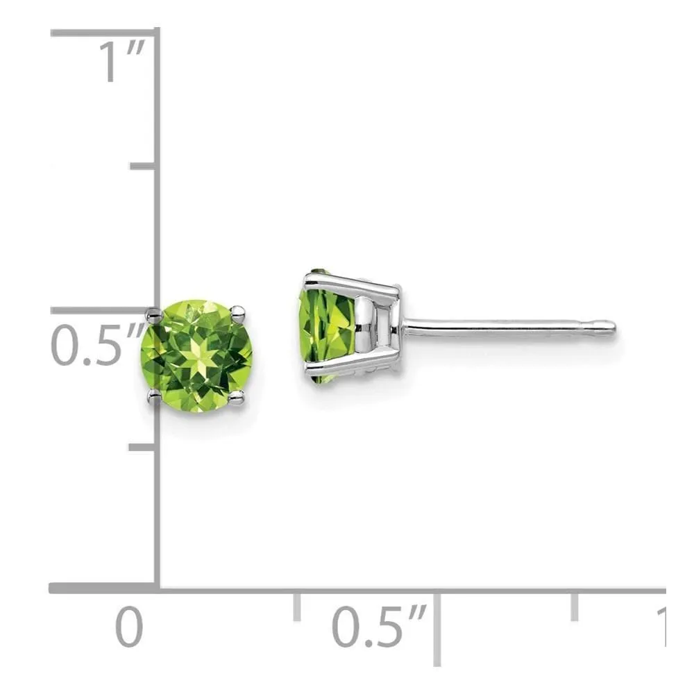 14k White Gold 5mm Peridot Earrings