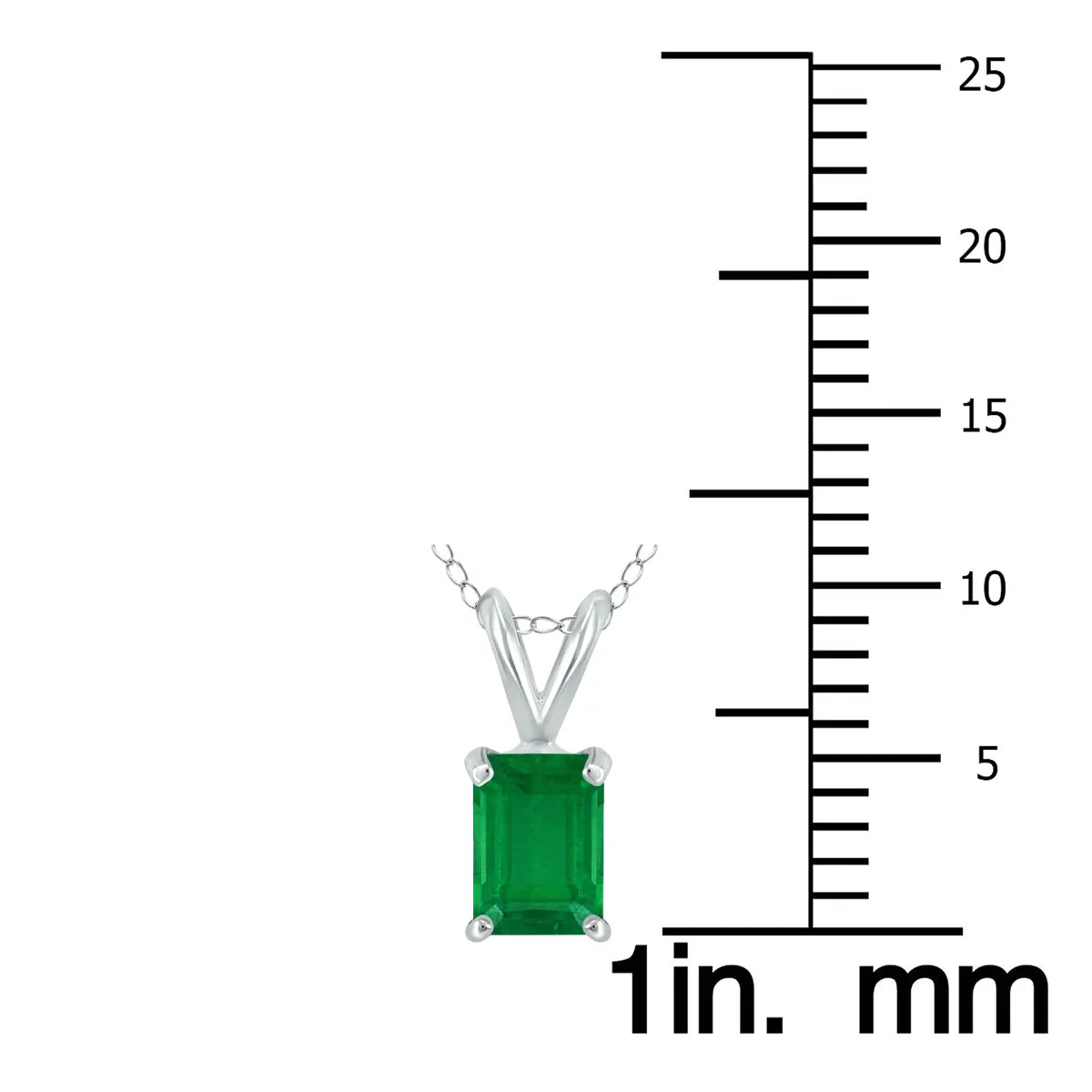 14K White Gold 5X3Mm Emerald Shaped Emerald Pendant