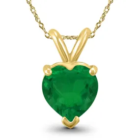 14K Yellow Gold 5MM Heart Emerald Pendant