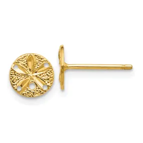 14k Yellow Gold D.C Sand Dollar Post Earrings