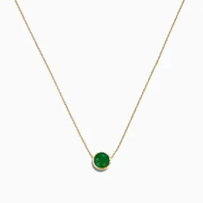 14K Yellow Gold Emerald Necklace, 0.81 TCW