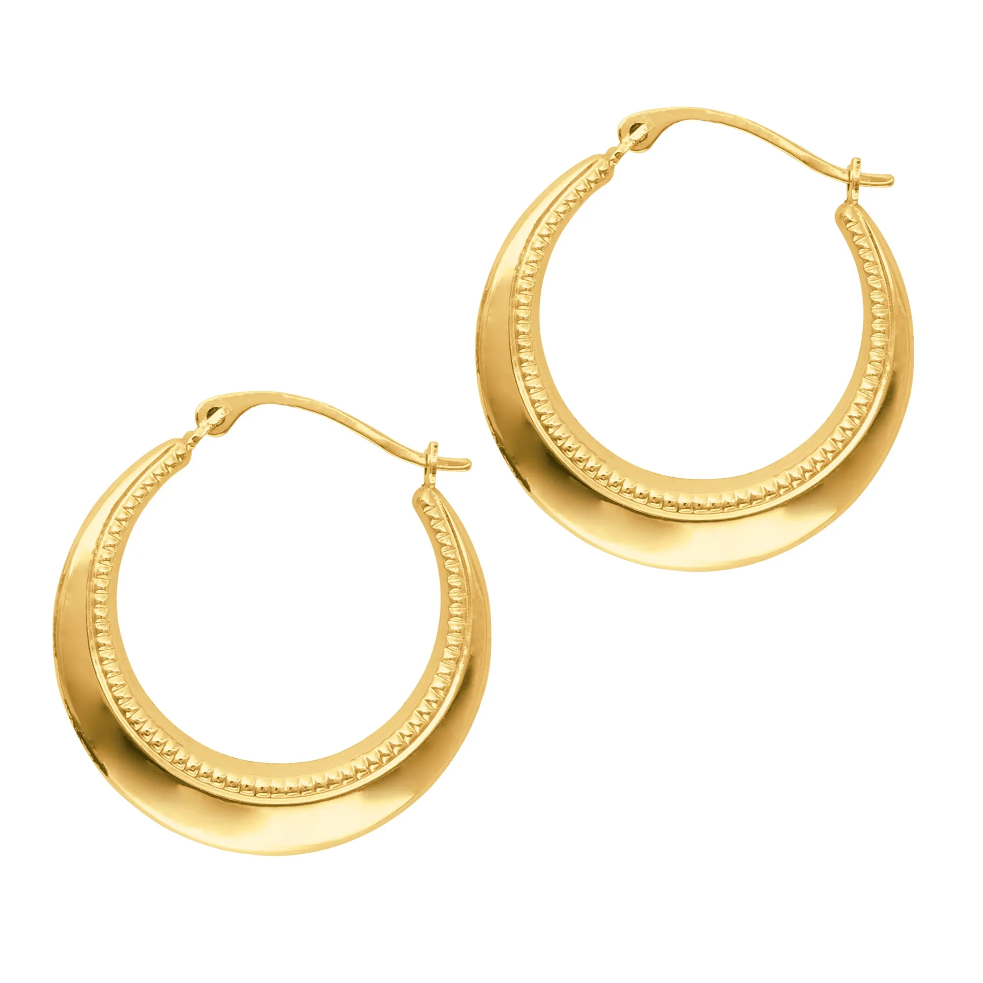 14K Yellow Gold Round Hoop Earrings, Diameter 20mm