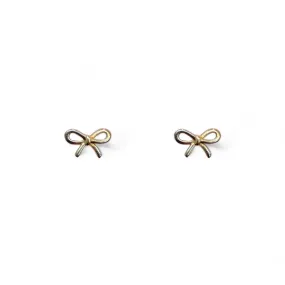 14K Yellow Gold Tiny Bow Screwback Earrings