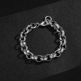 15mm Silver Alternate Ornate Belcher Bracelet 8/9.3 Inch