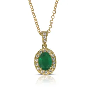 18ct Yellow Gold Emerald And Diamond Pendant