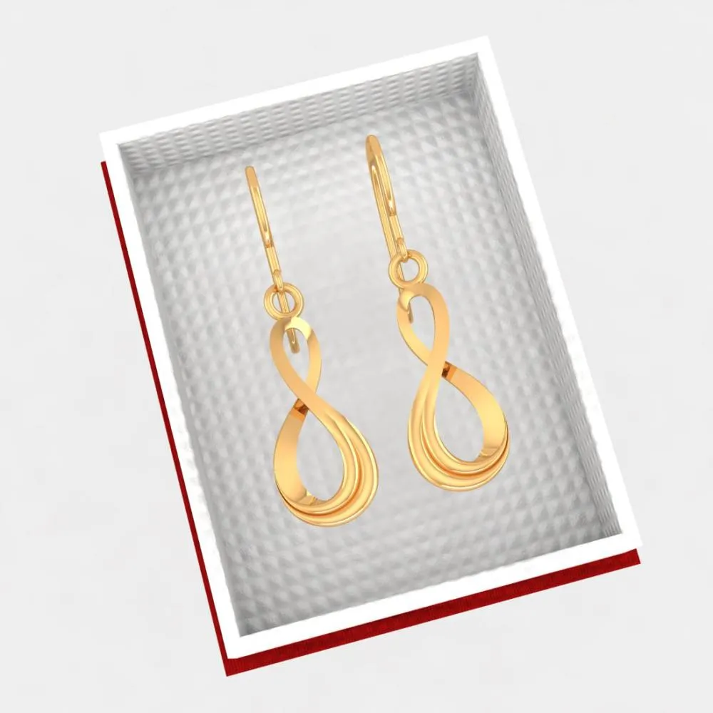 18k Delicate Gold Earrings With An Infinite Design