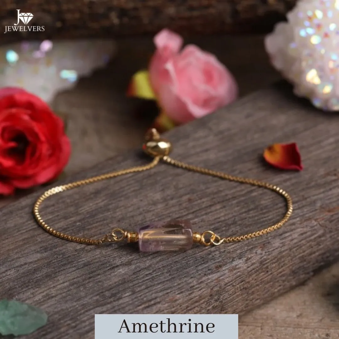 18K Gold-Filled Single Gemstone Bracelet | Healing Crystal Bracelet