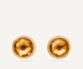 18K Yellow Gold Citrine Stud Earrings