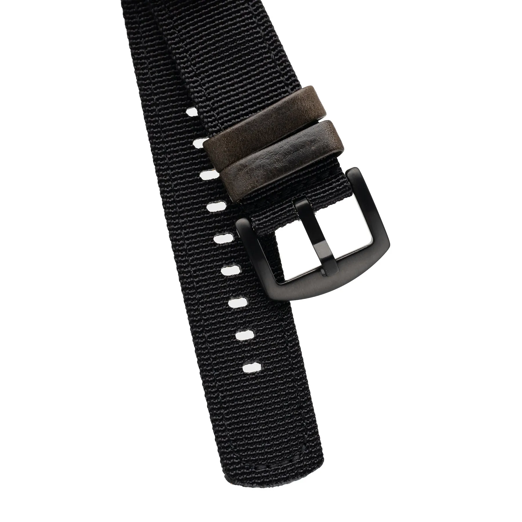 18mm 20mm 22mm Quick Release Leather Nylon Field Watch Strap - Dark Green / Black