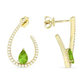 18" 0.89Ct Peridot Drop/dangle Earrings In 14K Yellow Gold