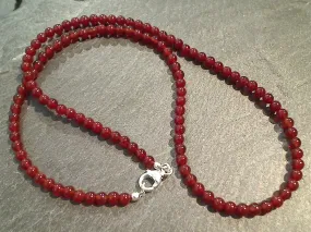 18" Carnelian, Sterling Silver 4MM Necklace