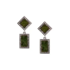 1928 Jewelry Square Gemstone Rectangle Drop Earrings