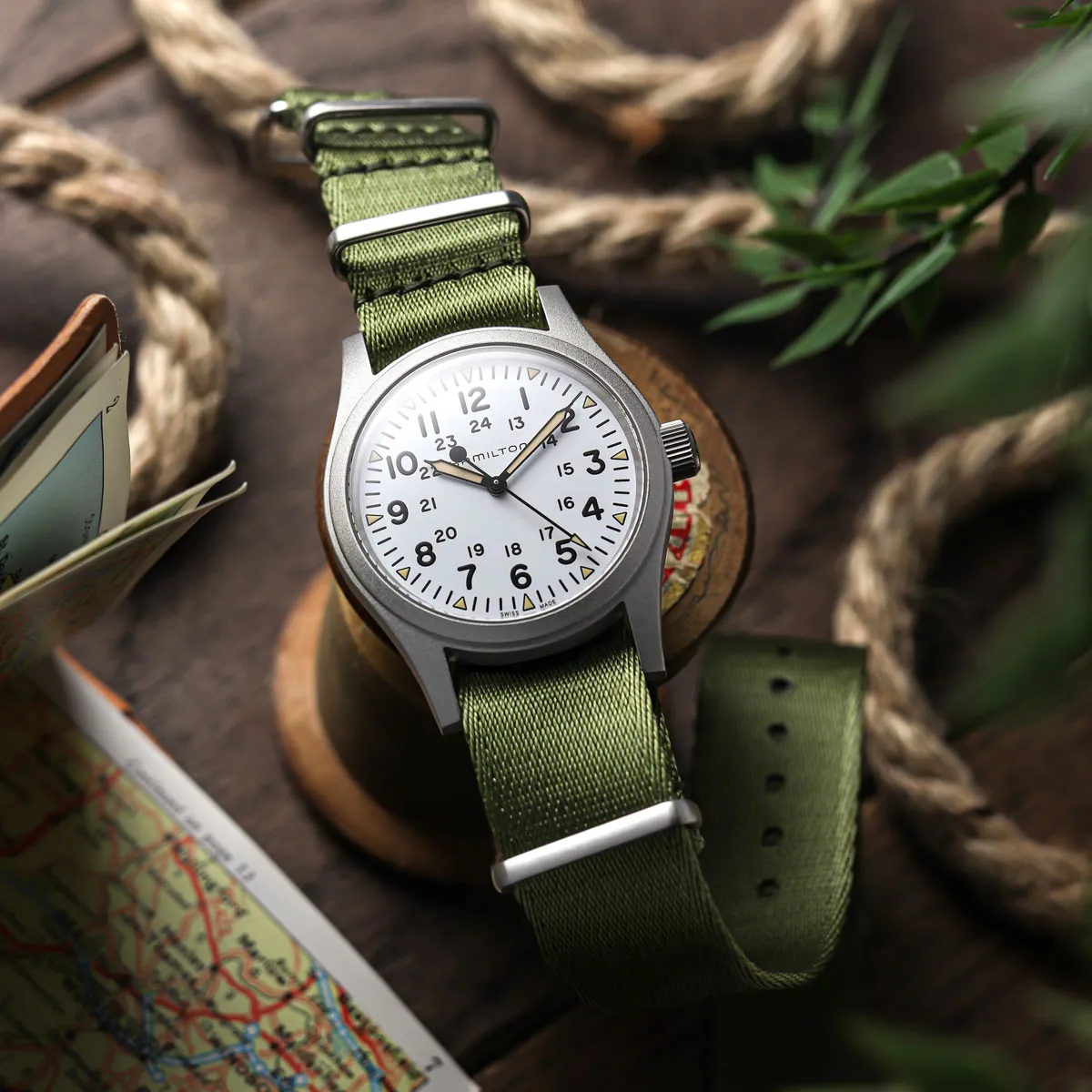 1973 British Military Watch Strap: ARMOURED - Army Green, Polished