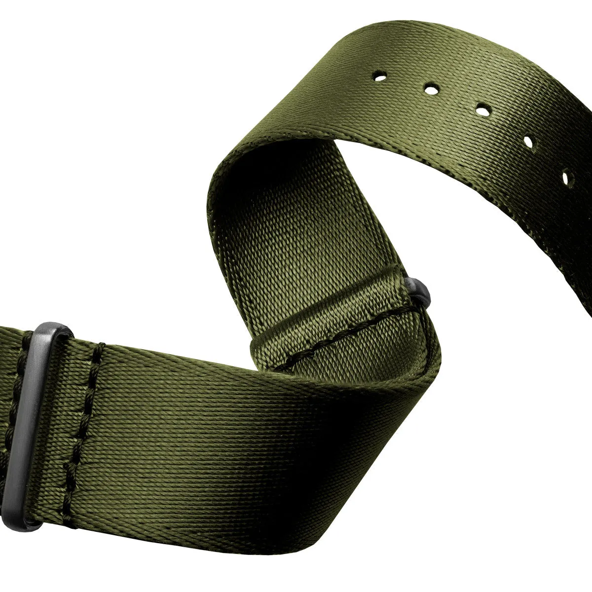 1973 British Military Watch Strap: ARMOURED - Army Green, Polished