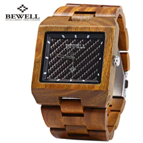 2017 New Bewell Wood Men Watch Wooden Bangle Quartz Watch With Calendar Display Role Men Relogio Masculino Casual Cool Watches