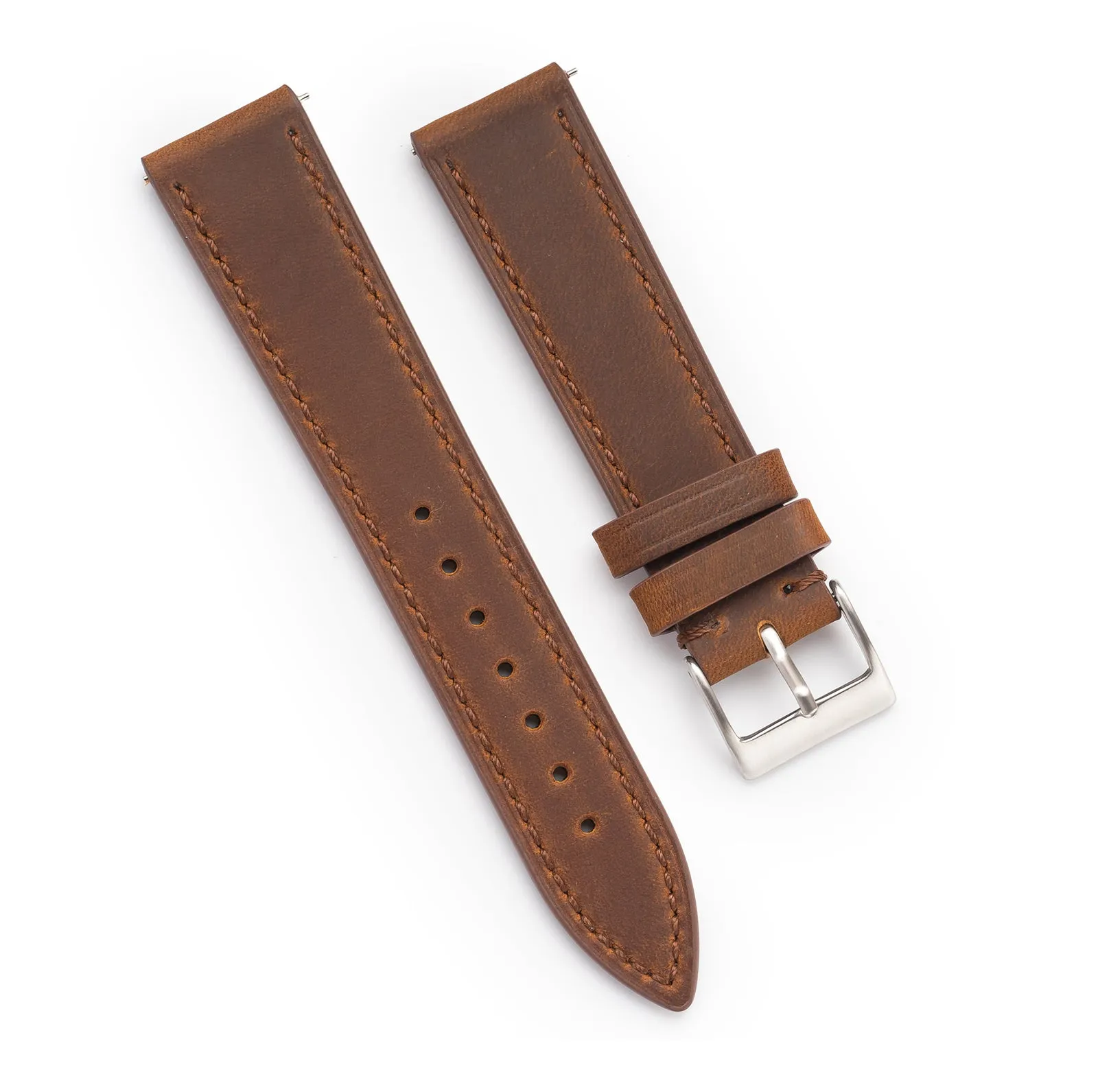 20mm 22mm Quick Release Genuine Leather Watch Strap - Dark Brown