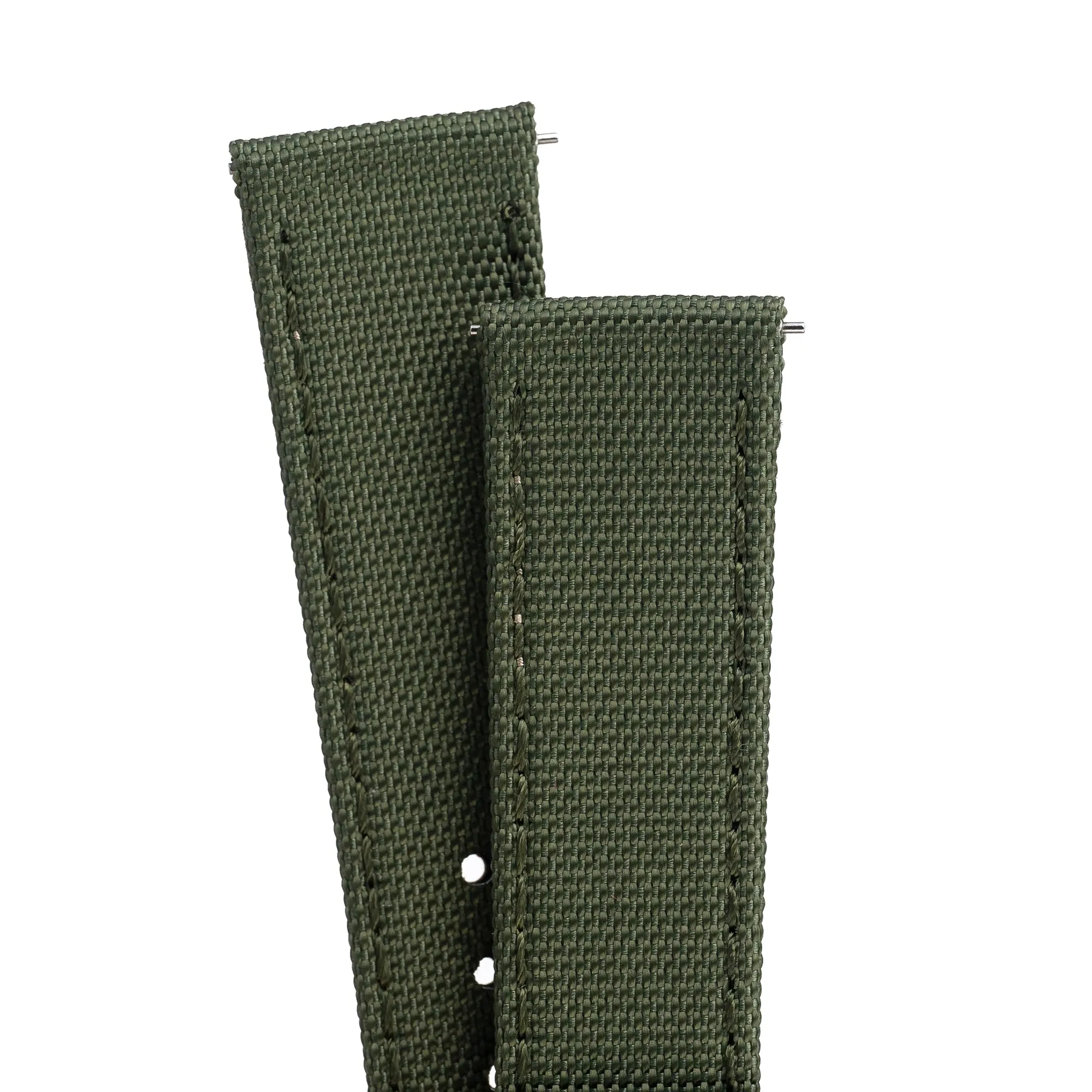 20mm Quick Release Sailcloth Canvas / Leather Watch Band - Green