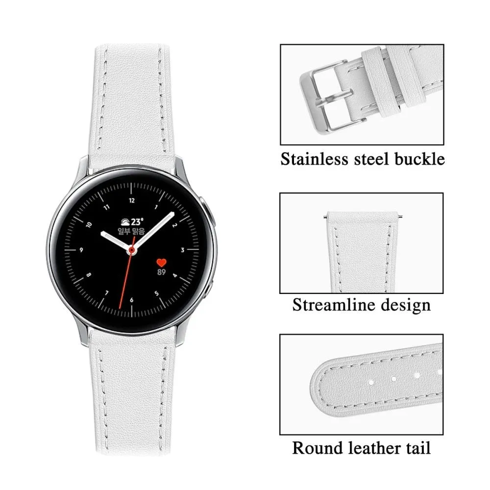 22mm Universal cowhide genuine leather watch strap - White