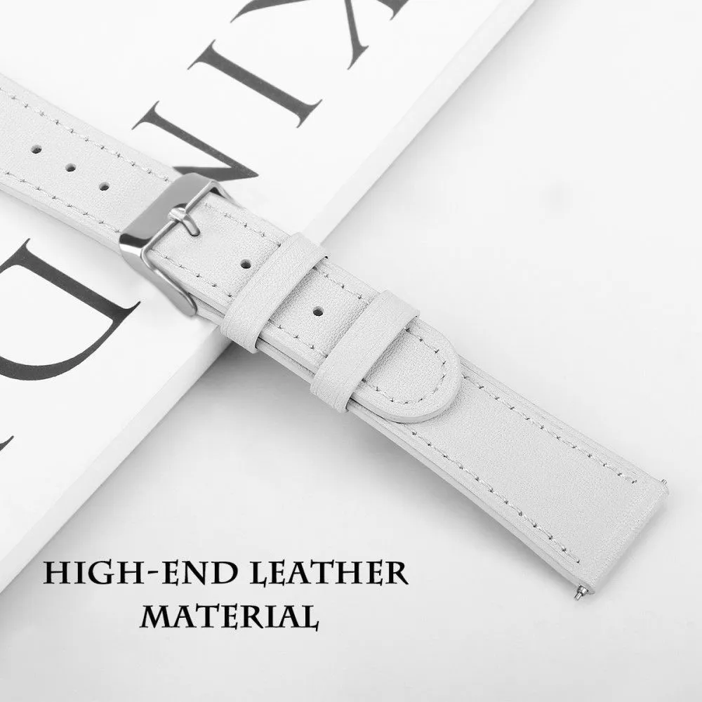 22mm Universal cowhide genuine leather watch strap - White