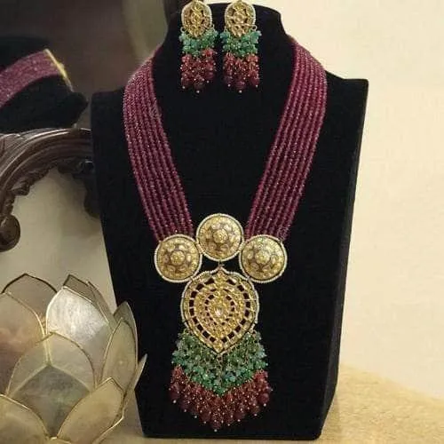 3 Meena Round Kundan Drop Onex Set