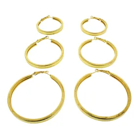 3 on a Card Patterned Hoop Earrings (Approx. 4/ 5/ 6cm Diameters)