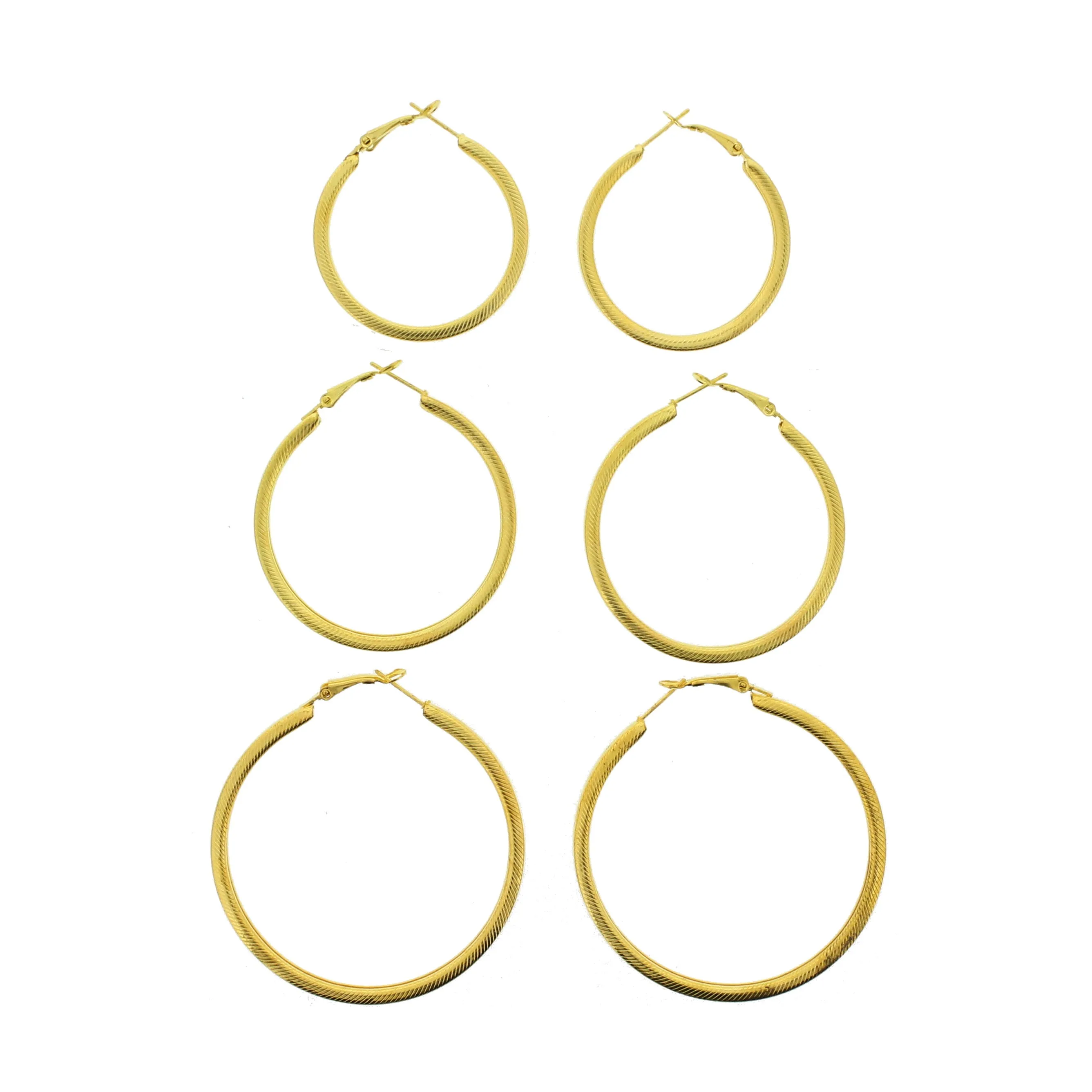 3 on a Card Patterned Hoop Earrings (Approx. 4/ 5/ 6cm Diameters)