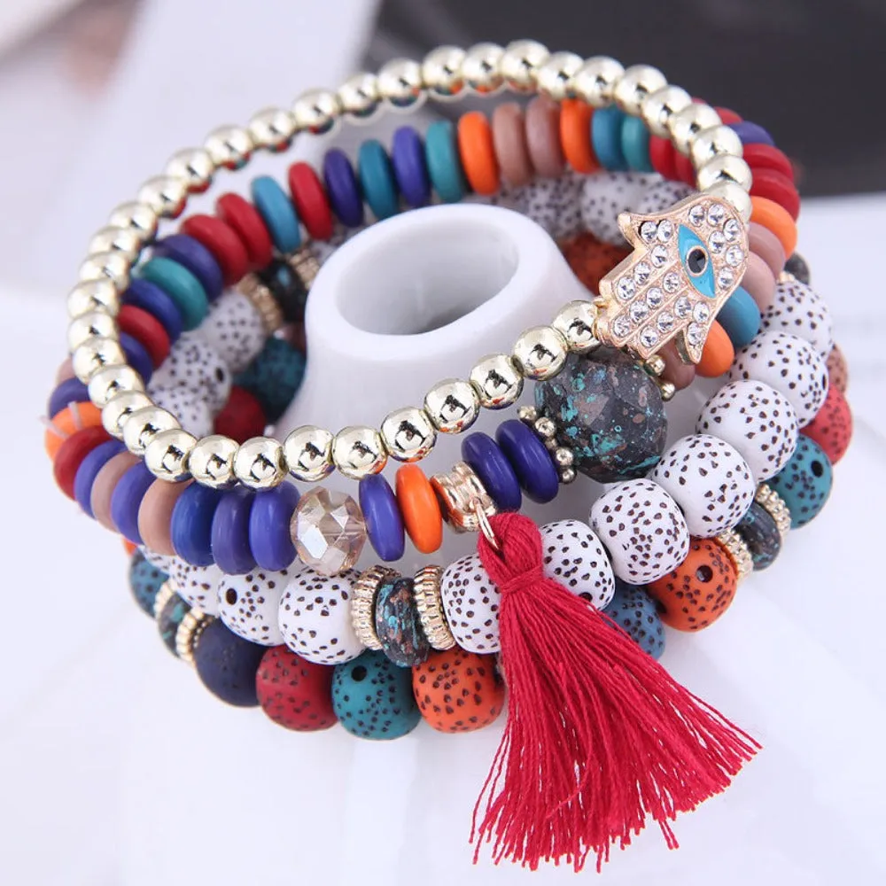 4 Heart Charm Beads Bracelets