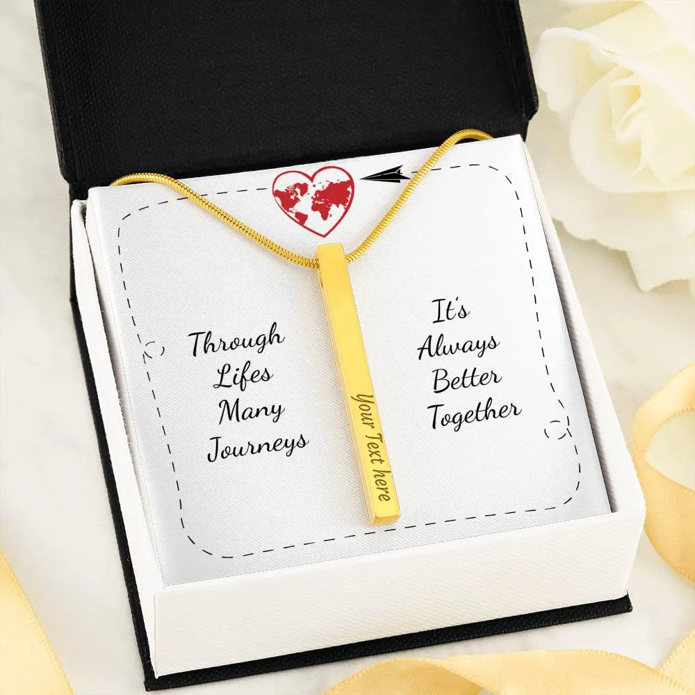 4 Sided Custom Bar Necklace with "better Together" Message Card