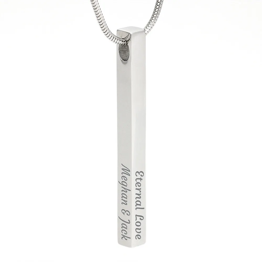 4 Sided Custom Bar Necklace with "better Together" Message Card