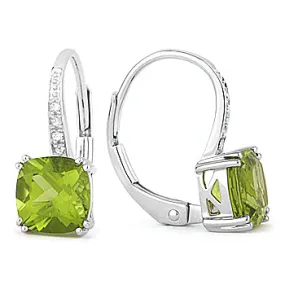 6mm 2.07ct Peridot Drop/Dangle Earrings in 14K White Gold