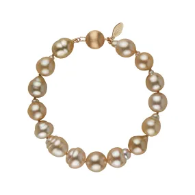 9.0-10.6 mm AAA Golden South Sea Baroque Pearl Bracelet