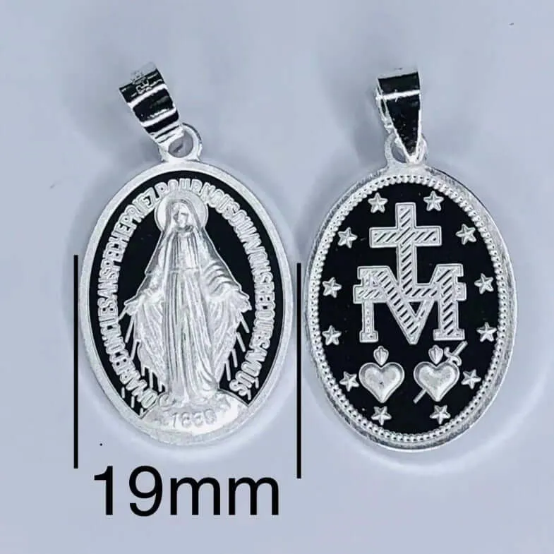 999 Fine Silver Oval Virgin Mary Pendant Virgencita Necklace