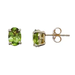 9ct Yellow Gold Oval Cut Peridot Stud Earrings