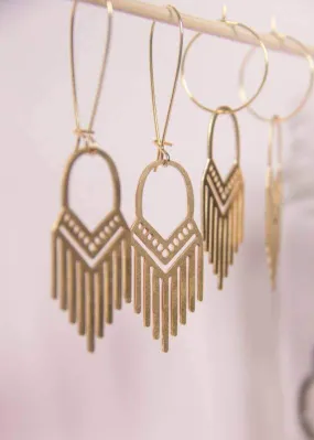 A Tea Leaf Jewelry - Tribal Fringe Earrings | Brass