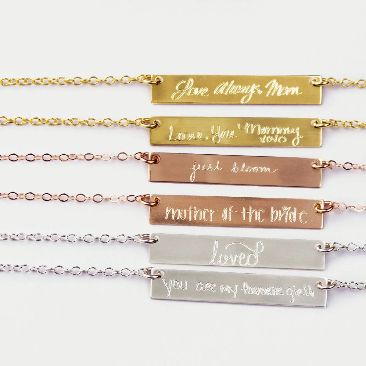 Actual Handwriting Bar Necklace